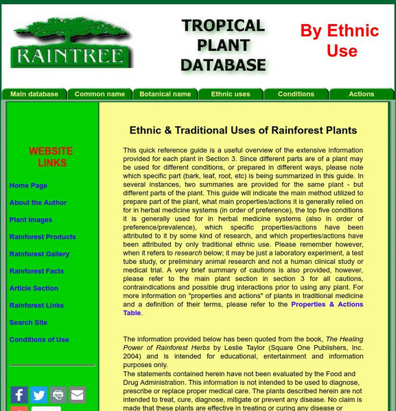 Ethnic & Traditional Uses of Rainforest Plants Website Ethnic & Traditional Uses of Rainforest Plants Website