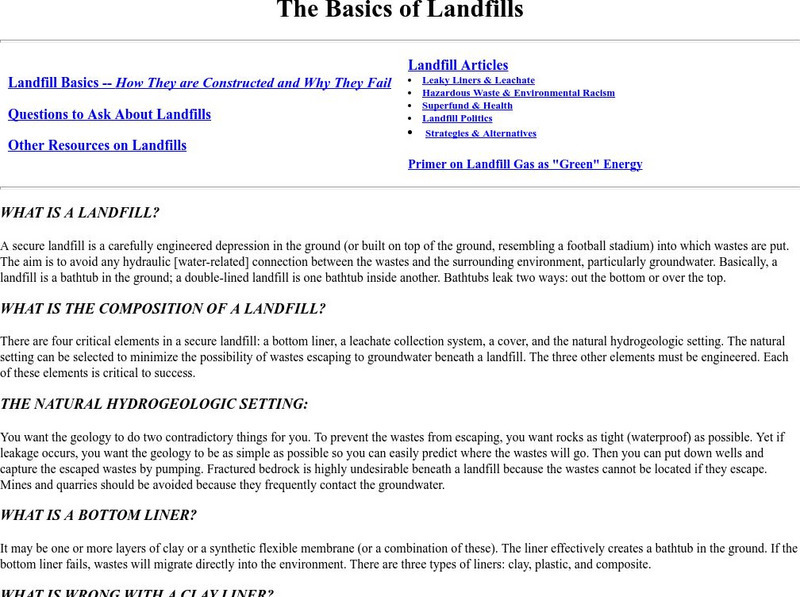E Jnet: The Basics of Landfills Website E Jnet: The Basics of Landfills Website