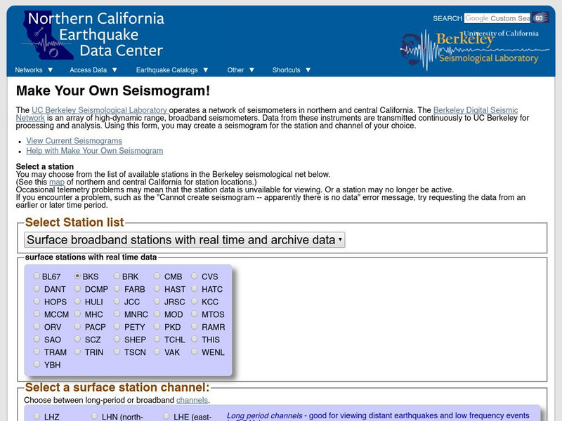 Ncedc: Make Your Own Seismogram Website Ncedc: Make Your Own Seismogram Website