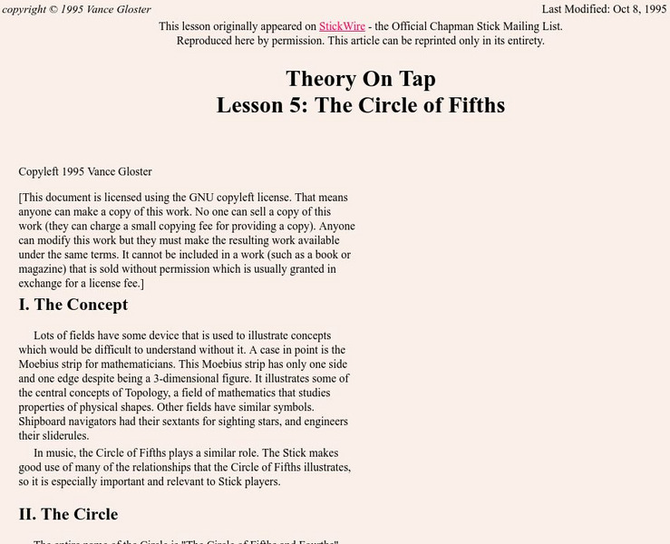 Theory on Tap: The Circle of Fifth Article Theory on Tap: The Circle of Fifth Article