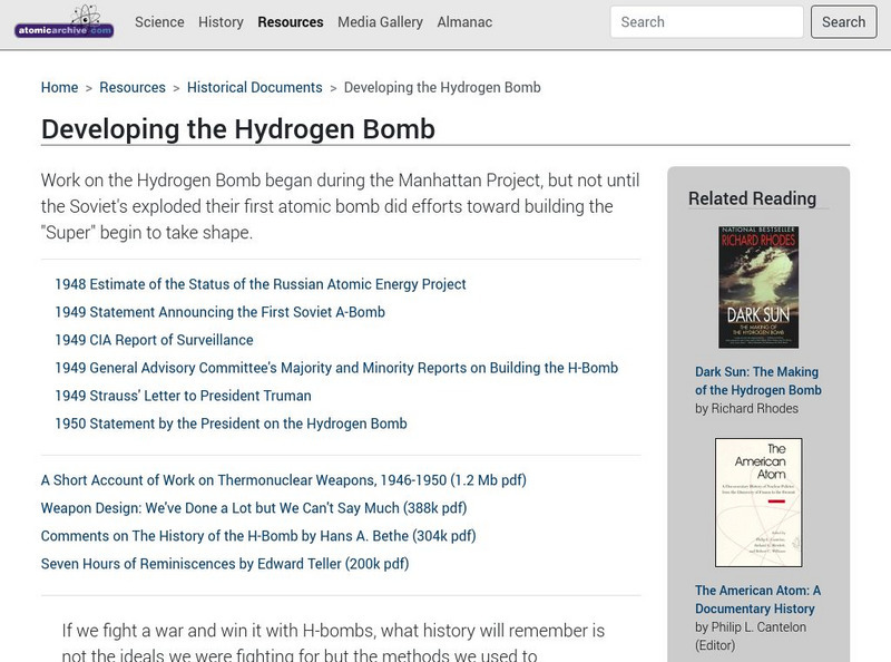 Atomic Archive: Developing the Hydrogen Bomb Primary Atomic Archive: Developing the Hydrogen Bomb Primary
