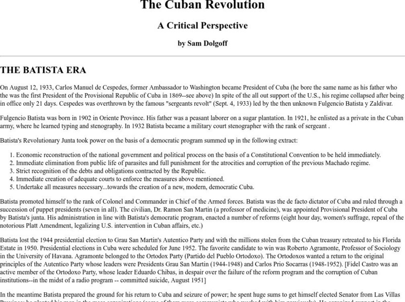 Pitzer University: The Cuban Revolution Article Pitzer University: The Cuban Revolution Article