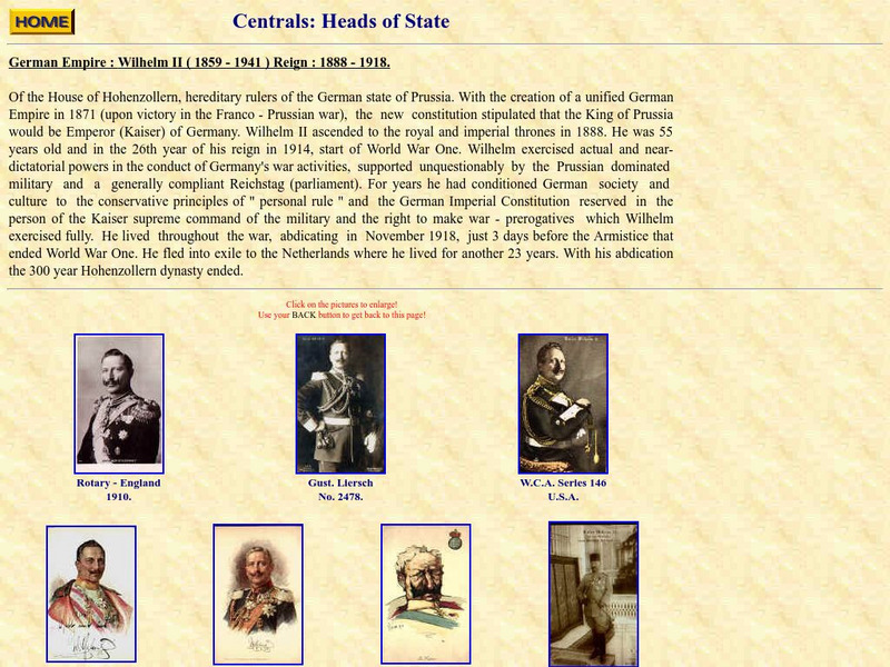 Propaganda Postcards of the Great War: Centrals: Heads of State Graphic