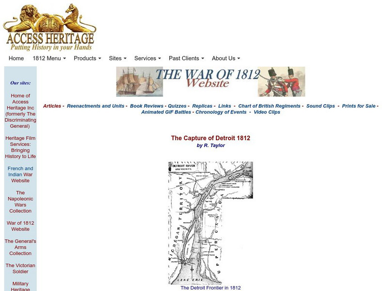 War of 1812: Capture of Detroit 1812 Handout War of 1812: Capture of Detroit 1812 Handout
