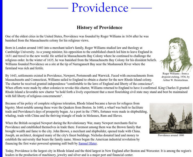 Woonsocket Connection: History of Providence Activity Woonsocket Connection: History of Providence Activity