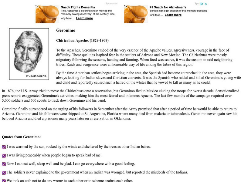 Powerful People: Geronimo, Chiricahua Apache Handout Powerful People: Geronimo, Chiricahua Apache Handout