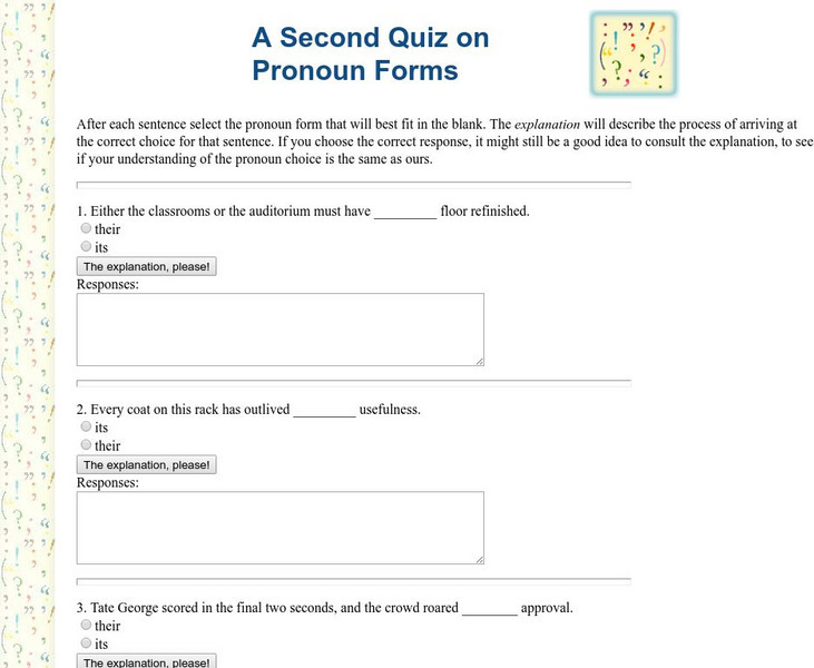 Guide to Grammar and Writing: Pronoun Choice Quiz Unknown Type Guide to Grammar and Writing: Pronoun Choice Quiz Unknown Type