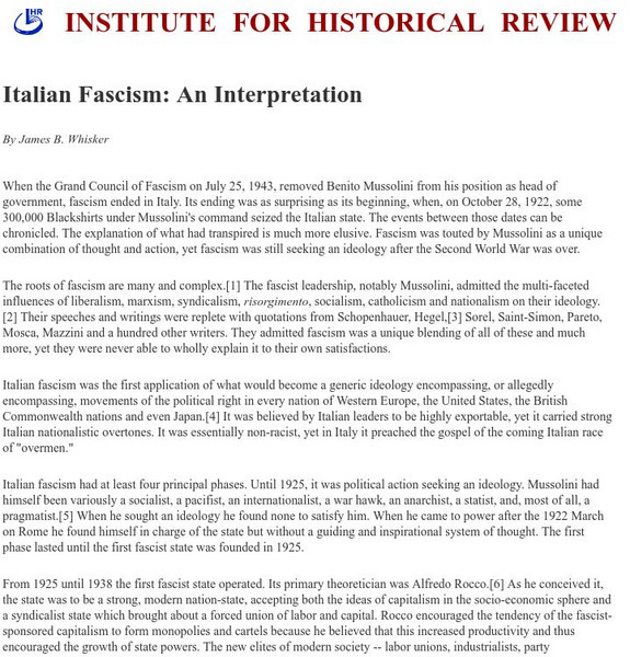 Journal of Historic Review: Italian Fascism: An Interpretation Website Journal of Historic Review: Italian Fascism: An Interpretation Website