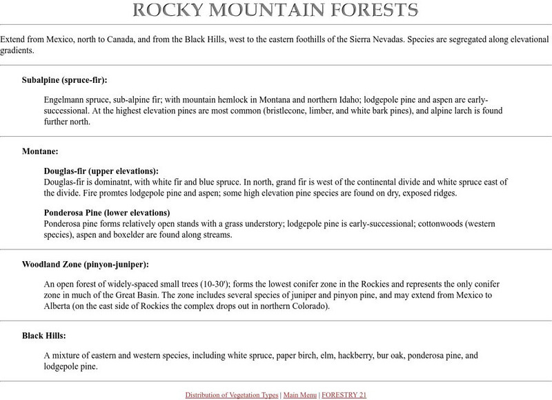 University of Vermont: Rocky Mountain Forests Handout University of Vermont: Rocky Mountain Forests Handout