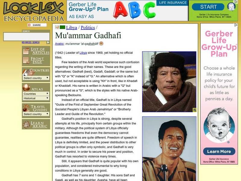 Looklex: Encyclopedia of the Orient: Mu'ammar Gadhafi Handout Looklex: Encyclopedia of the Orient: Mu'ammar Gadhafi Handout