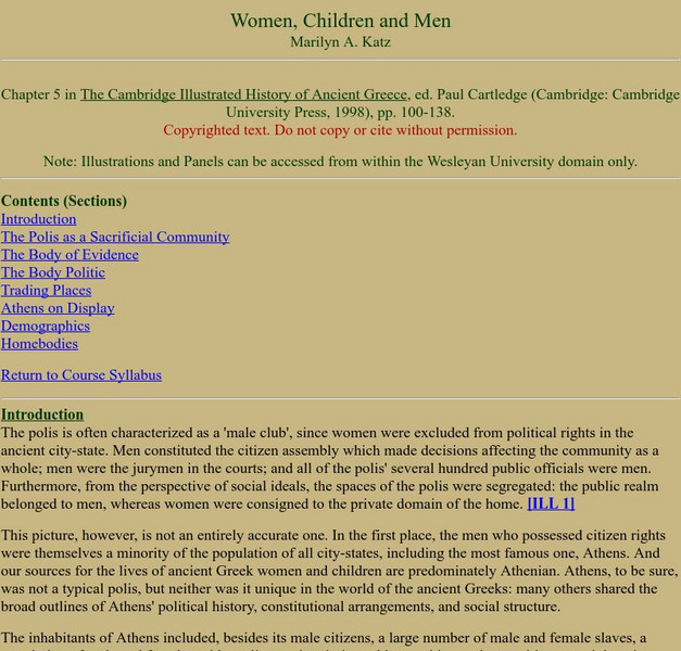 Wesleyan: Ancient Greece: Roles of Women, Children and Men eBook Wesleyan: Ancient Greece: Roles of Women, Children and Men eBook