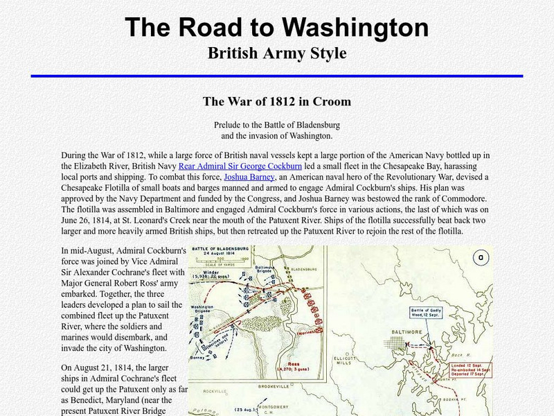 War of 1812 in Croom: Road to Washington, British Army Style Handout War of 1812 in Croom: Road to Washington, British Army Style Handout