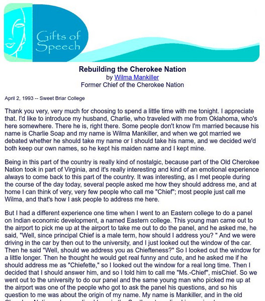 Sweet Briar College: Rebuilding the Cherokee Nation Primary