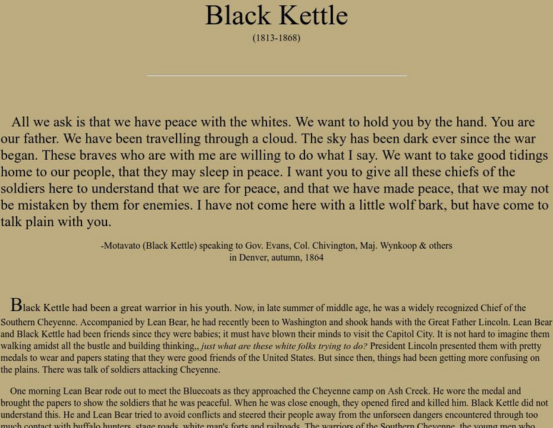 Turtle Hill: Black Kettle (1813 1868) Handout Turtle Hill: Black Kettle (1813 1868) Handout