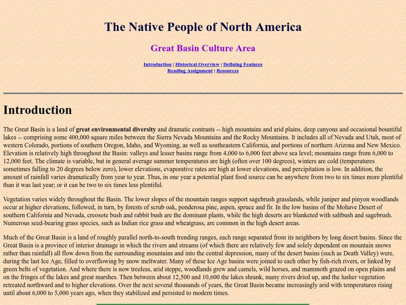 Cabrillo College: Native People of North America: Great Basin Culture Area Website Cabrillo College: Native People of North America: Great Basin Culture Area Website