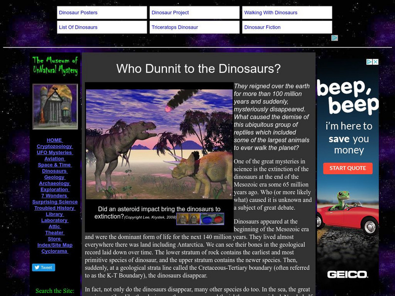 Who Dunnit to the Dinosaurs? Website Who Dunnit to the Dinosaurs? Website
