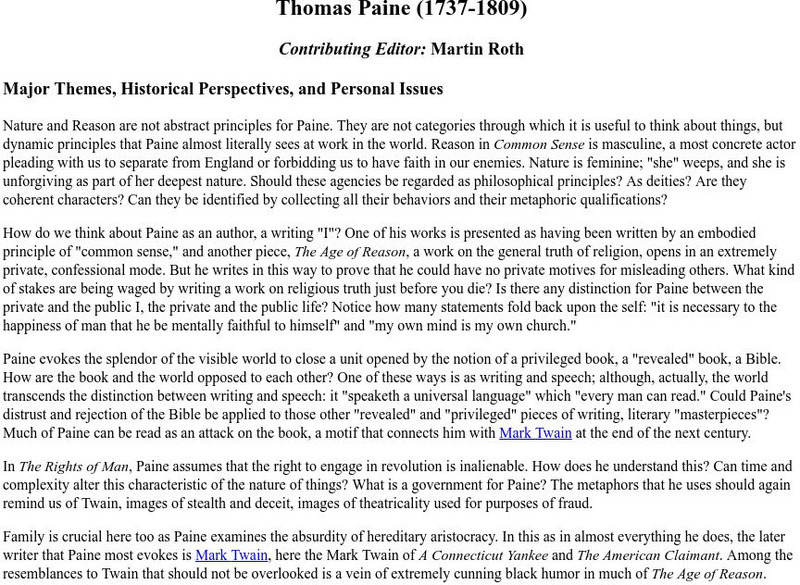 Paine/common Sense Unit Plan Paine/common Sense Unit Plan