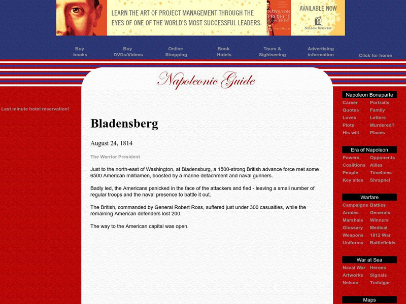 Napoleonic Guide: The Battle of Bladensburg Activity Napoleonic Guide: The Battle of Bladensburg Activity