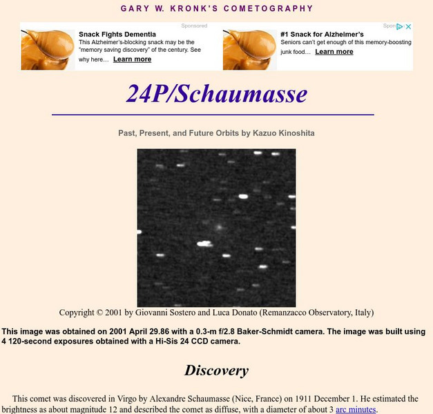 Cometography.com: 24 P/schaumasse Handout Cometography.com: 24 P/schaumasse Handout