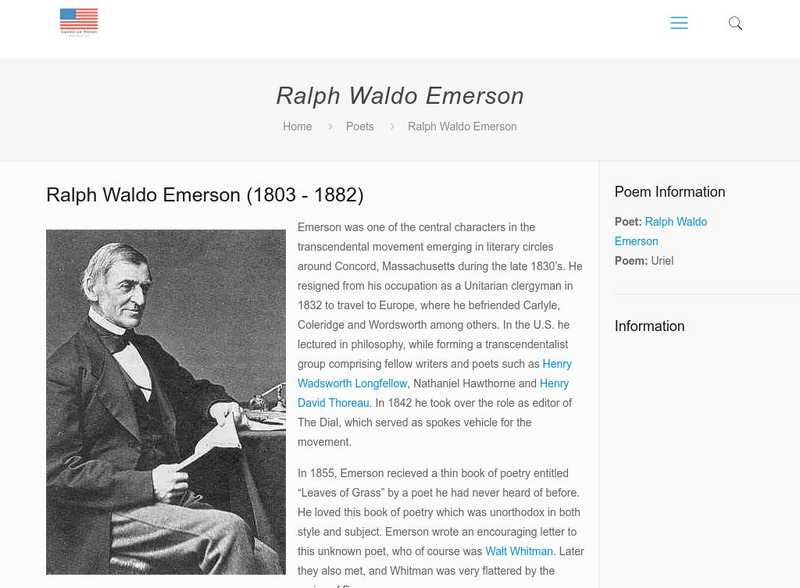 Poems and Biography: Ralph Waldo Emerson (1803 1882) Website Poems and Biography: Ralph Waldo Emerson (1803 1882) Website