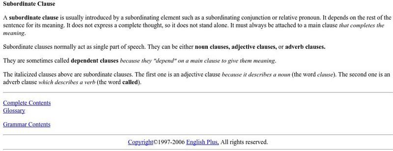 Subordinate Clause Handout Subordinate Clause Handout
