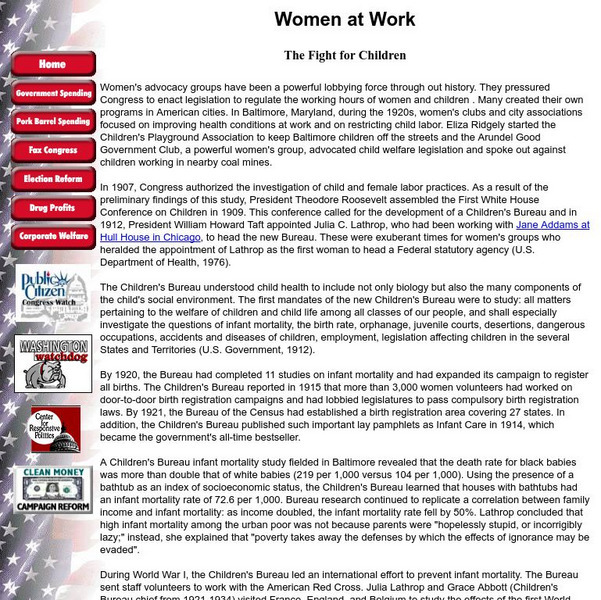 Webguild Sentinel: Women at Work: The Fight for Children Handout Webguild Sentinel: Women at Work: The Fight for Children Handout