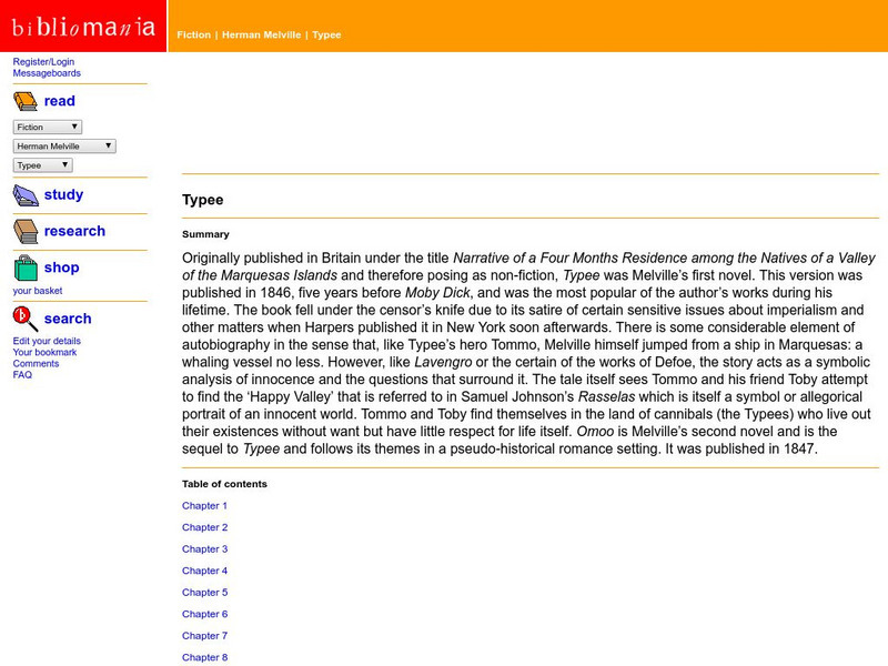 Bibliomania: Typee Handout Bibliomania: Typee Handout