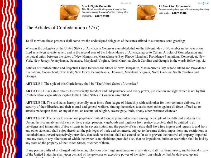 Liberty Online: The Articles of Confederation (1781) Primary Liberty Online: The Articles of Confederation (1781) Primary