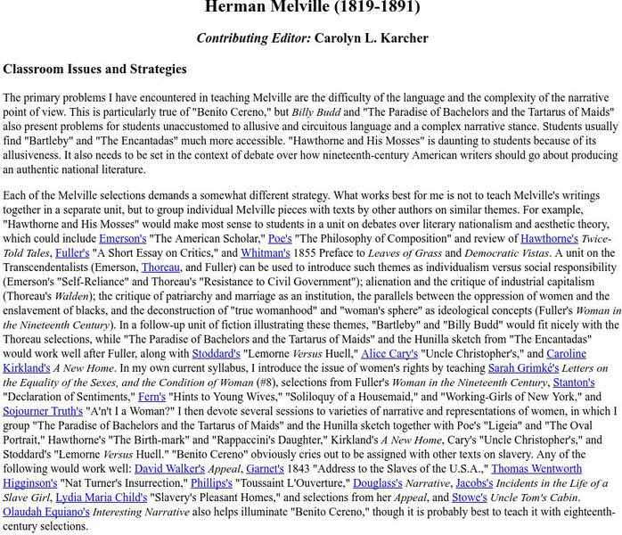 Houghton Mifflin College: Herman Melville's Major Themes Unit Plan