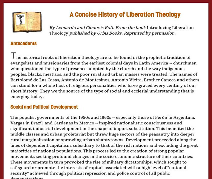 A Concise History of Liberation Theology Website