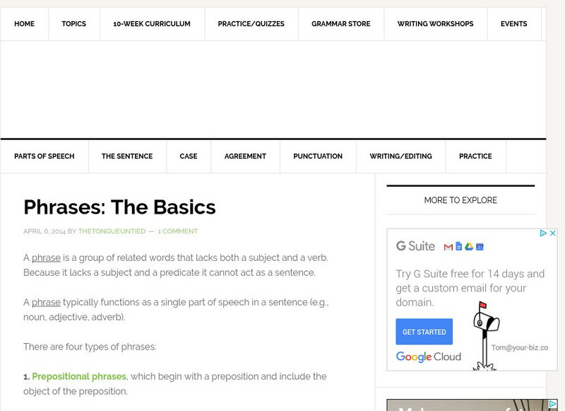 The Tongue Untied: Phrases Handout The Tongue Untied: Phrases Handout