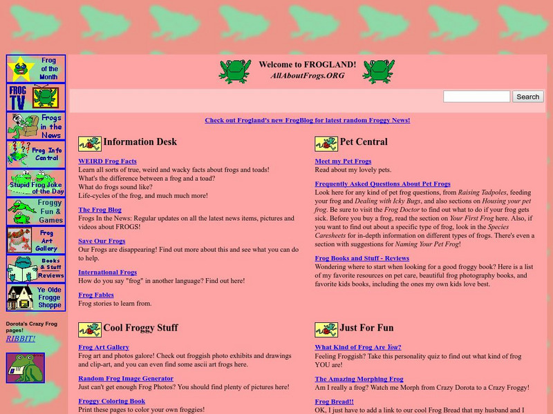 Welcome to Frogland! Website Welcome to Frogland! Website