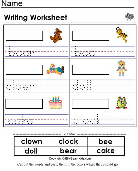 Billy Bear4 Kids: Writing Worksheet 2 Activity Billy Bear4 Kids: Writing Worksheet 2 Activity