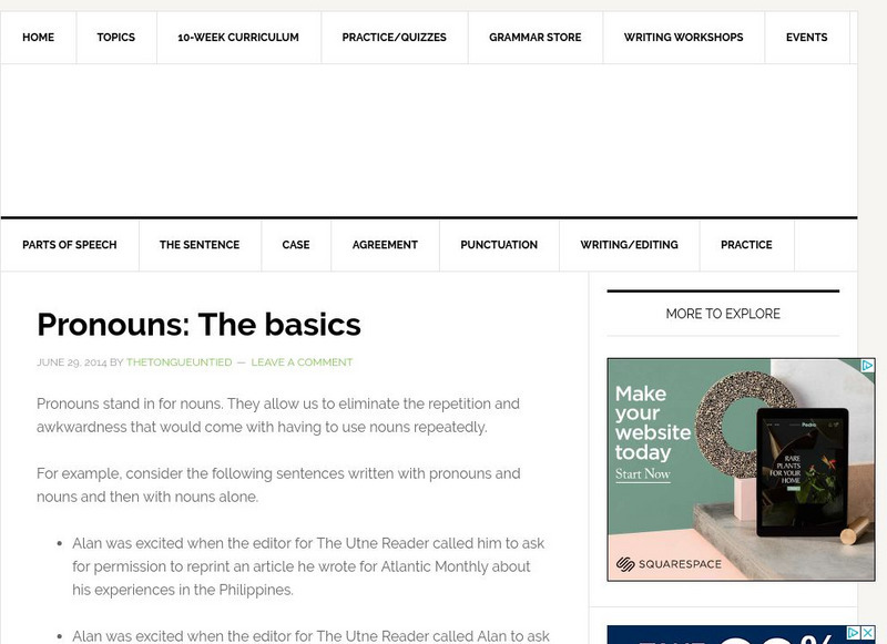 The Tongue Untied: Pronouns Handout The Tongue Untied: Pronouns Handout