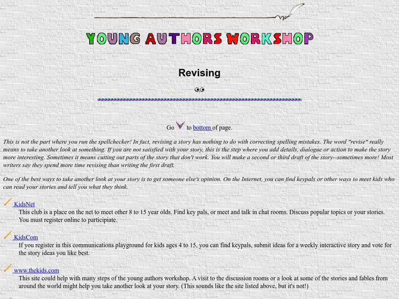 Young Author's Workshop: Revising Activity Young Author's Workshop: Revising Activity