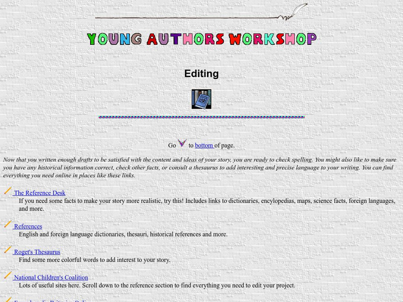 Young Author's Workshop: Editing Activity Young Author's Workshop: Editing Activity