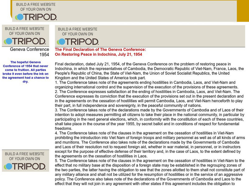 The Final Declaration of the Geneva Conference Primary