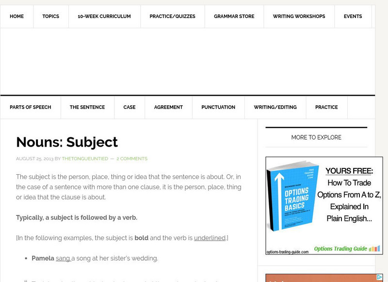 The Tongue Untied: The Subjects Handout The Tongue Untied: The Subjects Handout