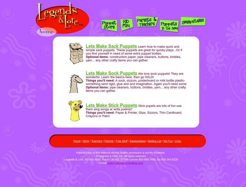 Legends & Lore: It's All About Puppets Activity Legends & Lore: It's All About Puppets Activity