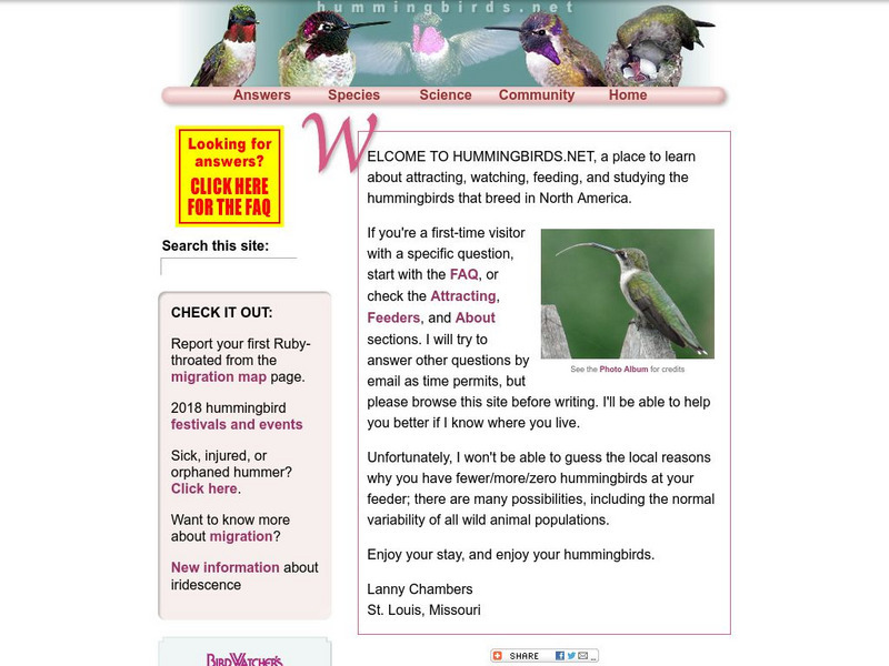 Hummingbirds.net Website Hummingbirds.net Website