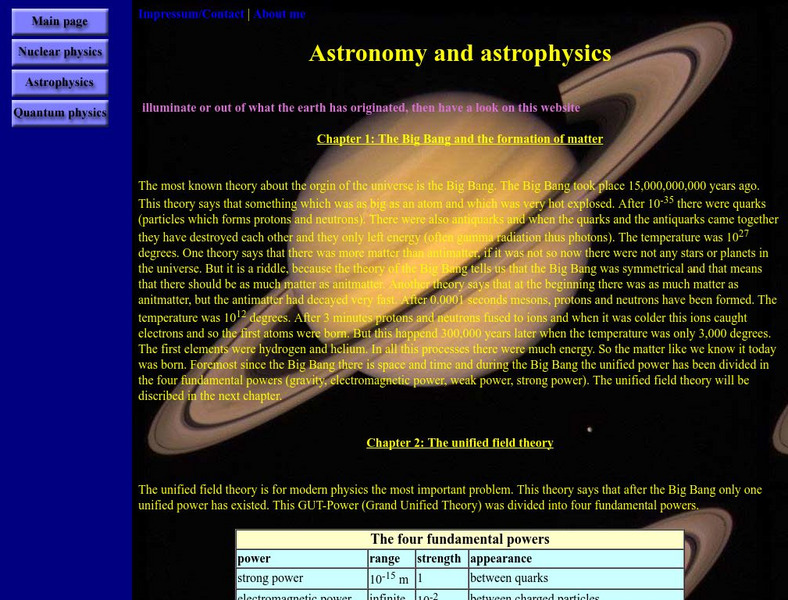 Astronomy and Astrophysics Website Astronomy and Astrophysics Website