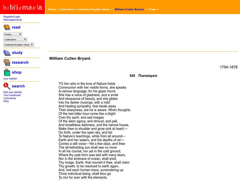 Bibliomania: Thanatopsis eBook Bibliomania: Thanatopsis eBook