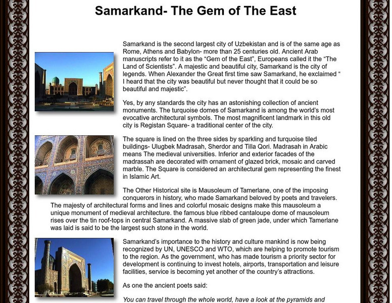 Tashkent: Samarkand: The Gem of the East Website Tashkent: Samarkand: The Gem of the East Website