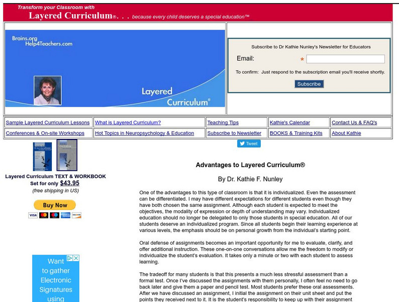 Help4 teachers.com: Advantages to Layered Curriculum Article