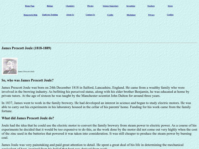 Zephyrus James Prescott Joule Handout Zephyrus James Prescott Joule Handout