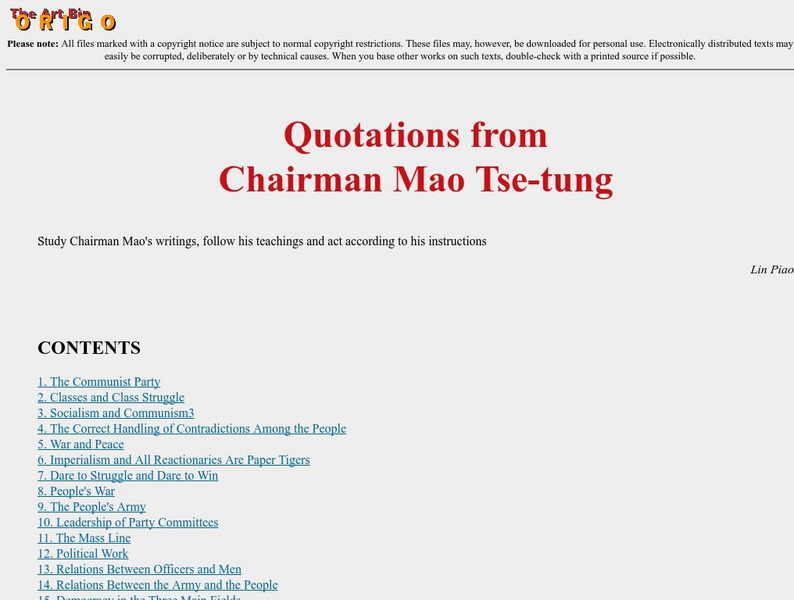 Quotations From Chairman Mao Website Quotations From Chairman Mao Website