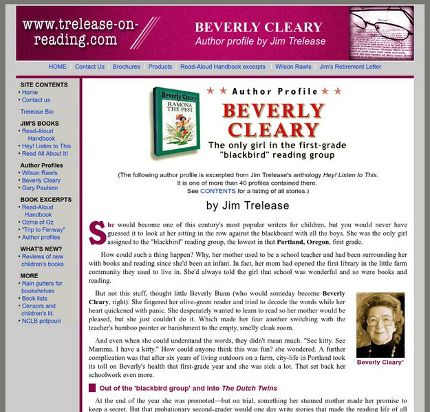 Trelease on Reading/beverly Cleary Website Trelease on Reading/beverly Cleary Website