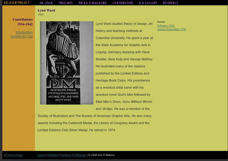 Dr Leslie Project: Lynd Ward Website Dr Leslie Project: Lynd Ward Website