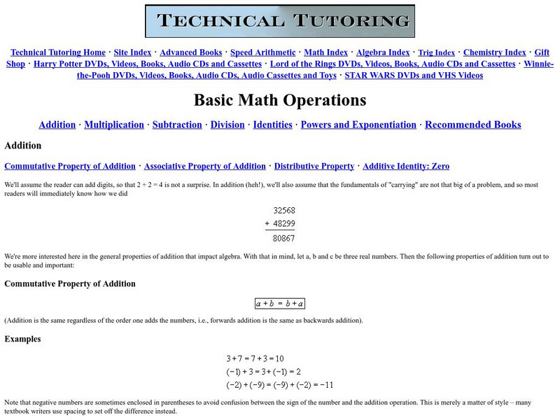 Technical Tutoring: Basic Math Operations Handout