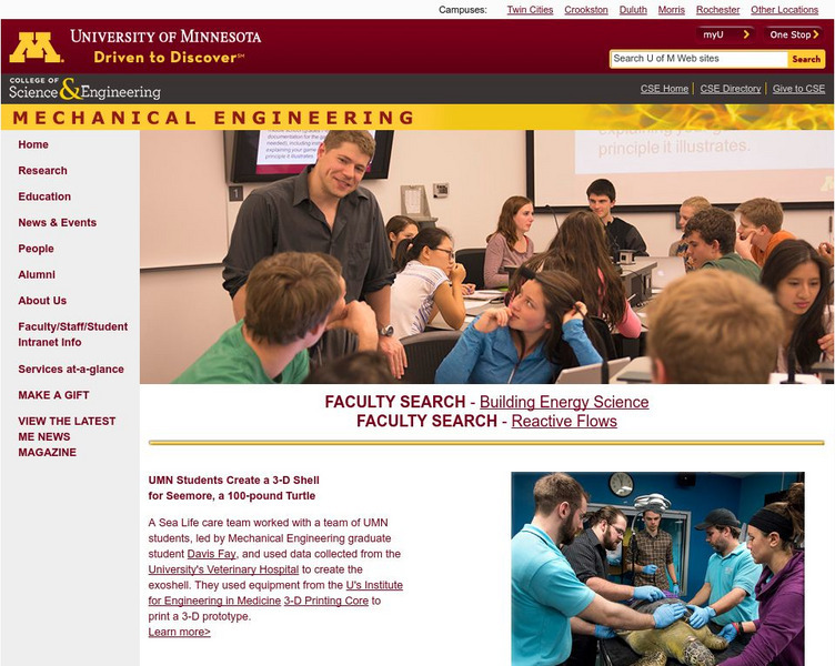University of Minnesota Deptartment of Mechanical Engineering Activity University of Minnesota Deptartment of Mechanical Engineering Activity